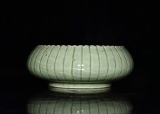 Chinese Celadon Glazed Porcelain Brush Pot with Relief Carved Dragon Decoration — listing 6