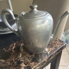 Antique Pewter Gooseneck Coffee Pot with Hinged Lid and Finial — listing 3