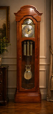 Traditional Grandfather Clock with Bonnet Top, Arched Brass/Silvered Moon-Phase Dial, and Three-Weight Movement — listing 2