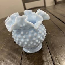 Blue Milk Glass Hen on Nest Covered Dish with White Head — listing 4