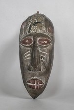 Large African-Style Hand-Carved Wooden Wall Mask with Painted Tribal Motifs — listing 6