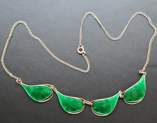Sterling Silver & Enamel Leaf Motif Necklace and Earrings Set — listing 6