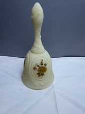 Fenton Custard Satin Glass Hand-Painted Bell with Roses — listing 5