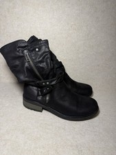 Carlos by Carlos Santana Gray Distressed Leather Buckle Mid-Calf Moto Boots — listing 2