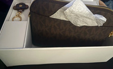 Michael Kors Signature Coated Canvas Satchel Handbag with Crossbody Strap