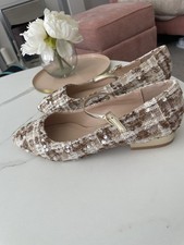 Dune London Twisted-Knot Leather Ballet Flats, Nude, Size EU 39