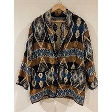 1980s/1990s Vintage New Identity Southwestern Tapestry Cropped Jacket with Concho Button, Size M/L