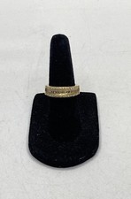 18K diamond 18K Yellow Gold Wide Band Diamond Ring with Bezel-Set Center Stone