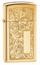 Zippo Slim Venetian Floral Scroll Chrome Pocket Lighter — listing 6