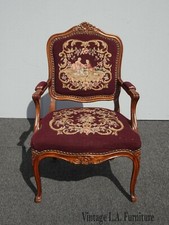 French Louis XV Style Bergère Armchair with Damask Upholstery — listing 5
