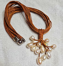 Multi-Strand Metallic Leather Cuff Bracelet with Silver-Tone Woven Slider Bars and Magnetic Clasp — listing 6