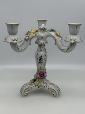 Dresden Porcelain Two-Arm Candelabra with Applied Flowers and Gilt Rococo Scrollwork — listing 4