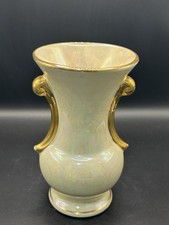Vintage Mid-Century Iridescent Lusterware Twin-Handled Vase with Gold Trim — listing 2