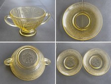 Amber Depression Glass 8 inch Octagonal Plate, Starburst / Spider Web Pattern — listing 5