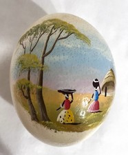 Hand-Painted Decorative Ostrich Egg with Black & White Checkerboard Pattern on Wire Stand — listing 4