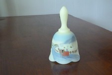 Fenton Custard Satin Glass Hand-Painted Bell with Roses — listing 6