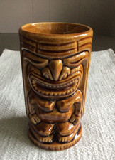 Ceramic Tiki Mug Green Glazed Polynesian Tall Tumbler — listing 5