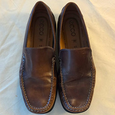 ECCO Men's Brown Leather Slip-On Loafers, EUR Size 48