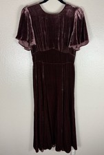Reformation Mauve Velvet Slip Dress with Ruched Draped Bodice — listing 3