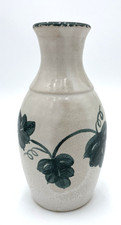 Majolica-Style Ceramic Vase with Relief Ivy Leaves and Bird Motif — listing 4