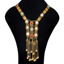 Bohemian Silvertone Long Tassel Pendant Necklace, 36" Chain — listing 3