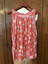 Sleeveless Floral Print Tank Blouse, Navy Multicolor — listing 3