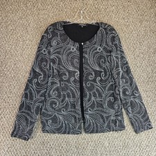 Onyx Nite by Wendye Chaitin Women's Black & Gold Medallion Print Open-Front Cardigan/Jacket, Size 2X — listing 4