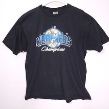 Vintage 1997 Seattle Mariners AL West Division Champs Teal T-Shirt, Size Large — listing 5
