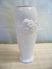 Lenox Ivory China Embossed Rose Trumpet Vase with Scalloped Rim — listing 4