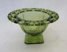 Vintage Avocado Green Glass Footed Sherbet / Dessert Compote Dish — listing 4