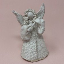 Handmade Studio Pottery Angel Figurine Holding Heart, Redware Clay with Drip Glaze — listing 6