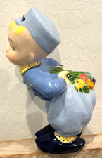 Vintage Figural Dutch Boy Ceramic Planter with Green Leaf Base — listing 5