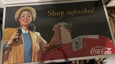 Coca-Cola "Be Refreshed" Embossed Tin Sign with Pin-Up Girl and Bottle — listing 2