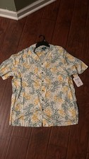 George Men's Hawaiian Aloha Shirt, Light Blue Tropical Palm Tree & Hibiscus Print, Size 2XL (50-52) — listing 6
