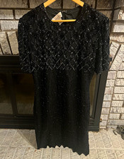 Vintage Laurence Kazar Silk Beaded Sequin Evening Jacket, Size M — listing 5