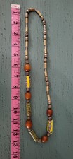 African Trade Bead Necklace with Millefiori, Chevron, and Zebra-Stripe Glass Beads
