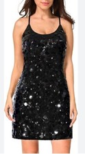MANER Black Sequin Spaghetti Strap Tank Top, Size XL — listing 2