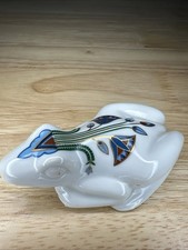 Elizabeth Arden Porcelain Frog Pomander / Potpourri Figurine, Red and White with Gilt Accents — listing 2
