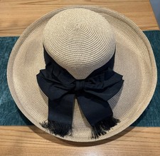 Eric Javits New York Black Wide Brim Sun Hat with Bow Detail — listing 4