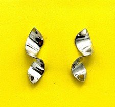 Taxco Sterling Silver Modernist Dangle Earrings with Geometric Dot Pattern