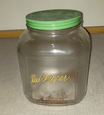Hoosier cabinet spice Antique Hoosier Cabinet Paneled Glass Pepper Spice Jar with Aluminum Lid — listing 4
