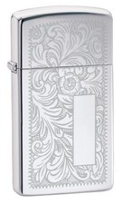 Zippo Slim Venetian Floral Scroll Chrome Pocket Lighter — listing 2