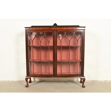 Berkey & Gay Antique Two-Door Cabinet / Chifferobe with Turned Fluted Legs and Burl Panels — listing 3