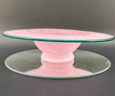 Hand-Blown Art Glass Footed Bowl with White Swirl Pattern — listing 4