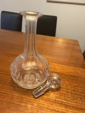 Vintage Cut Crystal Wine Decanter with Silver-Plated Collar and Pinecone Finial Stopper — listing 2
