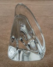 Heavy Clear Crystal Freeform Bowl / Votive Holder with Etched Signature — listing 5