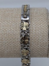 Vintage Two-Tone Textured Panel Link Statement Necklace No marks visible / costume metal — listing 5