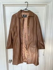 J. Percy for Marvin Richards Brown Leather Coat with Fur Collar, Size S