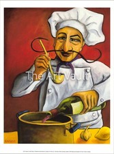 Will Rafuse Signed 3D Relief Chef Wall Plaque in Kitchen Scene — listing 4