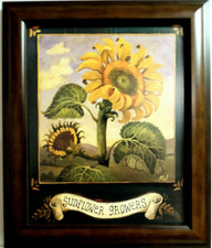 Framed Sepia-Toned Sunflower Print with Distressed Textured Border Mat — listing 4